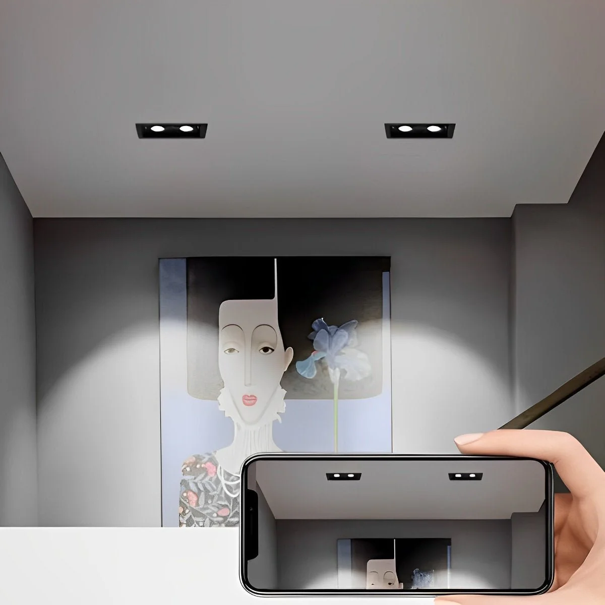 Rectangular Lights Adjustable Three Step Dimming Recessed Spotlight - Image 3