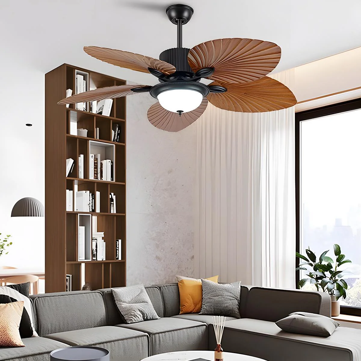 20.47 '' DC Motor Variable Frequency 5-Leaf Palm Leaf Ceiling Fan
