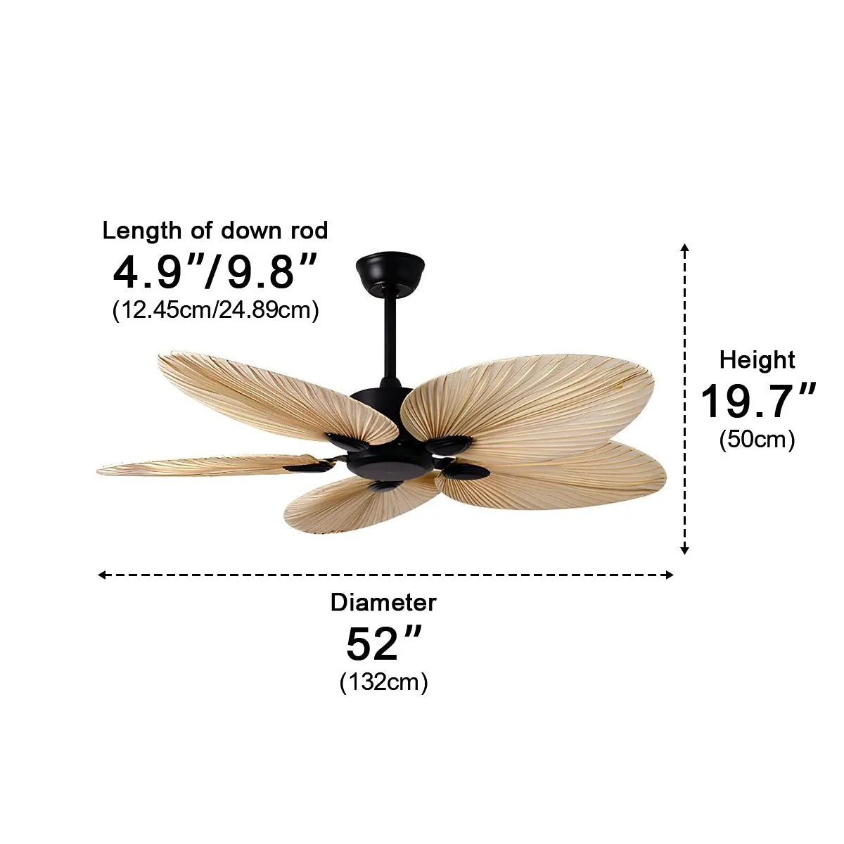 20.47 '' DC Motor Variable Frequency 5-Leaf Palm Leaf Ceiling Fan - Image 13