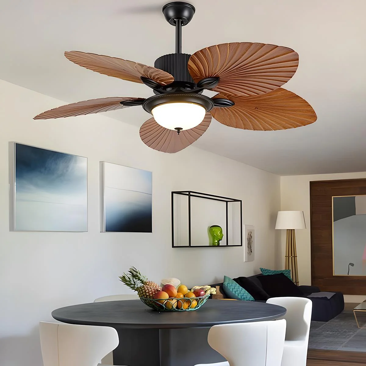 20.47 '' DC Motor Variable Frequency 5-Leaf Palm Leaf Ceiling Fan - Image 4