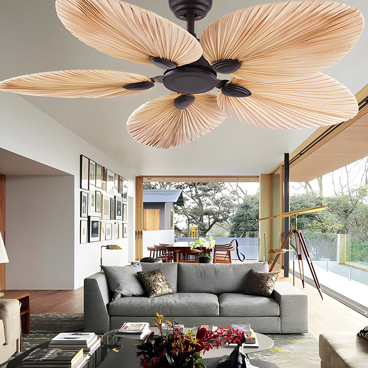 20.47 '' DC Motor Variable Frequency 5-Leaf Palm Leaf Ceiling Fan - Image 5