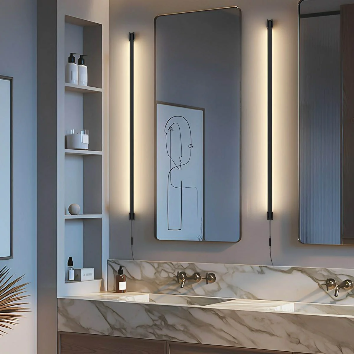 360° Rotatable Modern Minimalist Plug-in LED Long Strip Lights Wall Light - Image 2