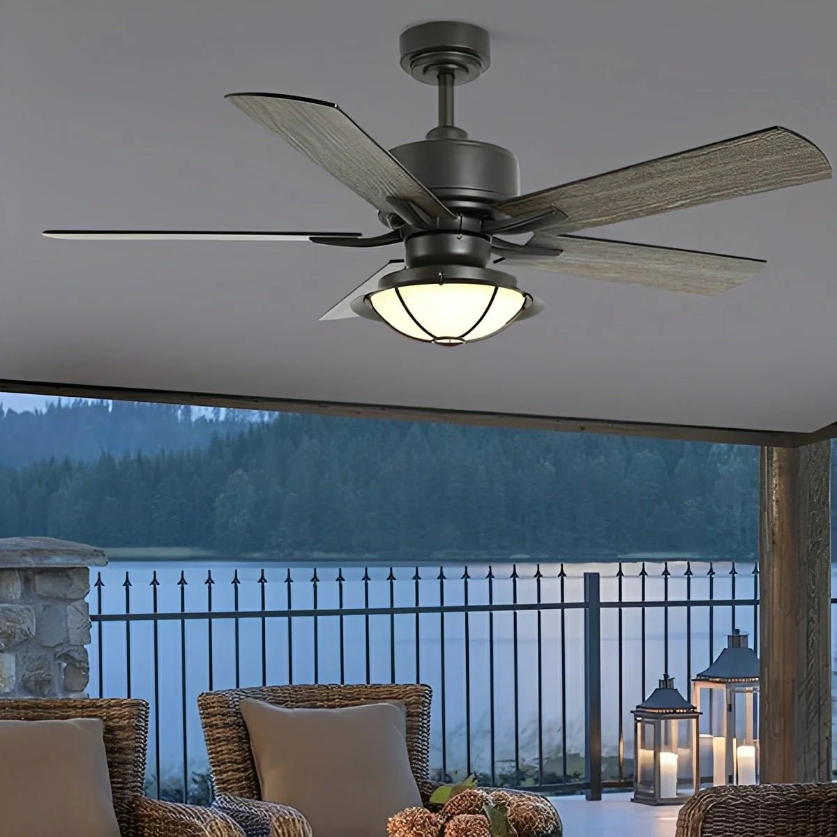 52" Classic Outdoor DC Motor Reverse Ceiling Fan Light - Image 3