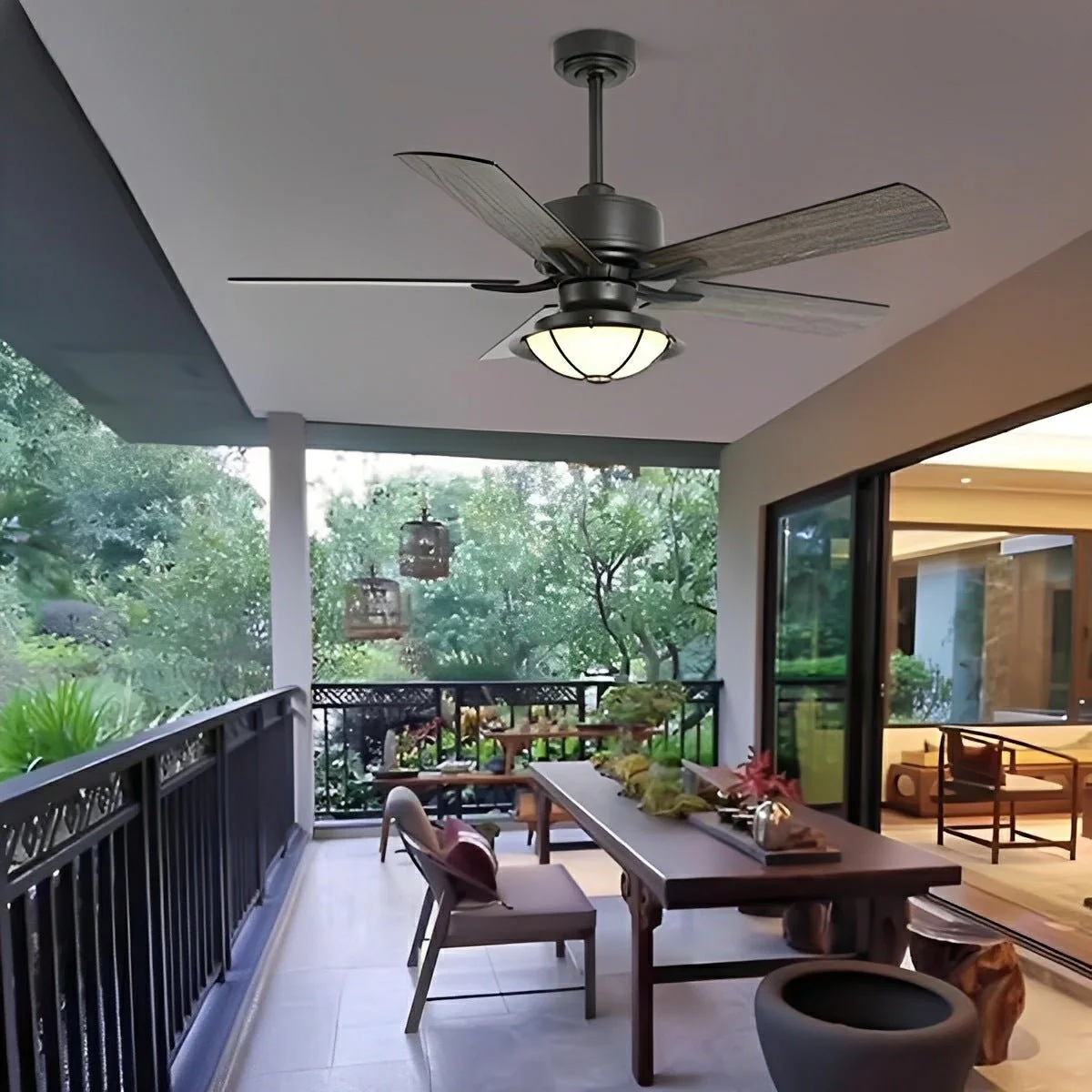 52" Classic Outdoor DC Motor Reverse Ceiling Fan Light - Image 4