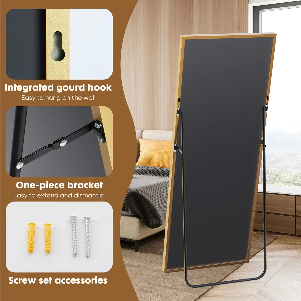71"x26" Large Full Body Floor Mirror Standing Wall Mirror - Image 10