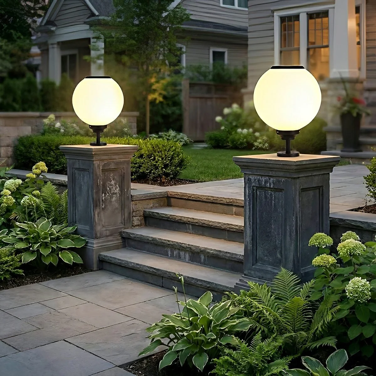 Waterproof Ball Three Step Dimming LED Solar Post Caps Lights - Image 3