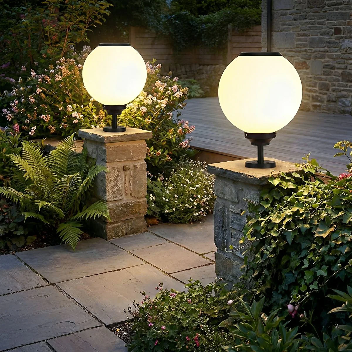 Waterproof Ball Three Step Dimming LED Solar Post Caps Lights - Image 5