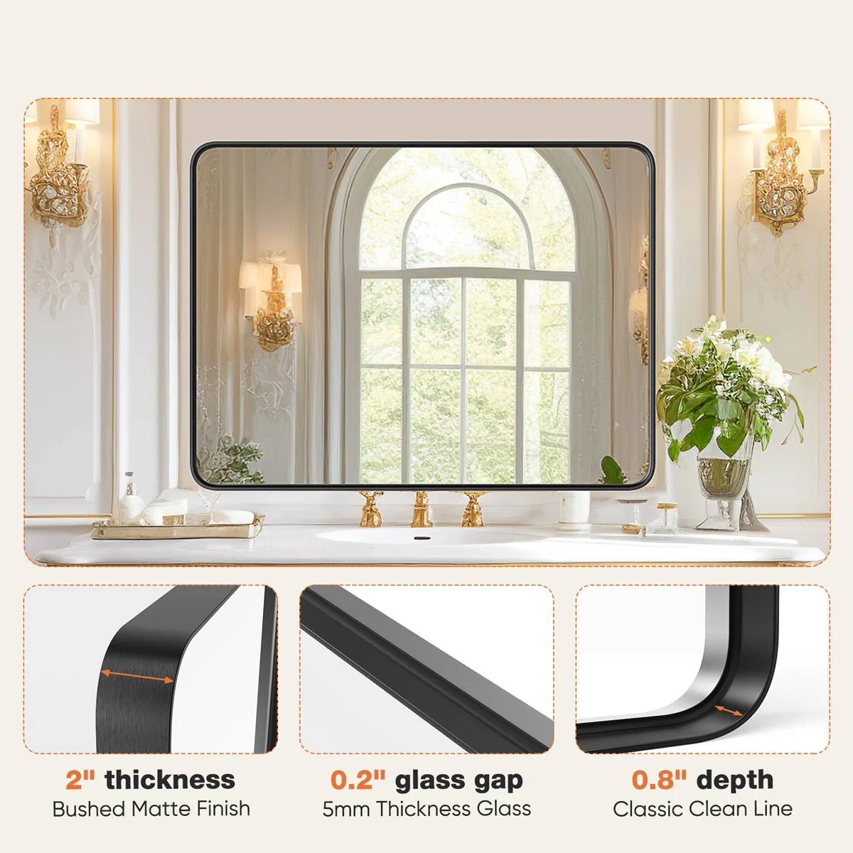 40"×30" Modern Farmhouse Bathroom Vanity Mirror Wall Mirror - Image 4