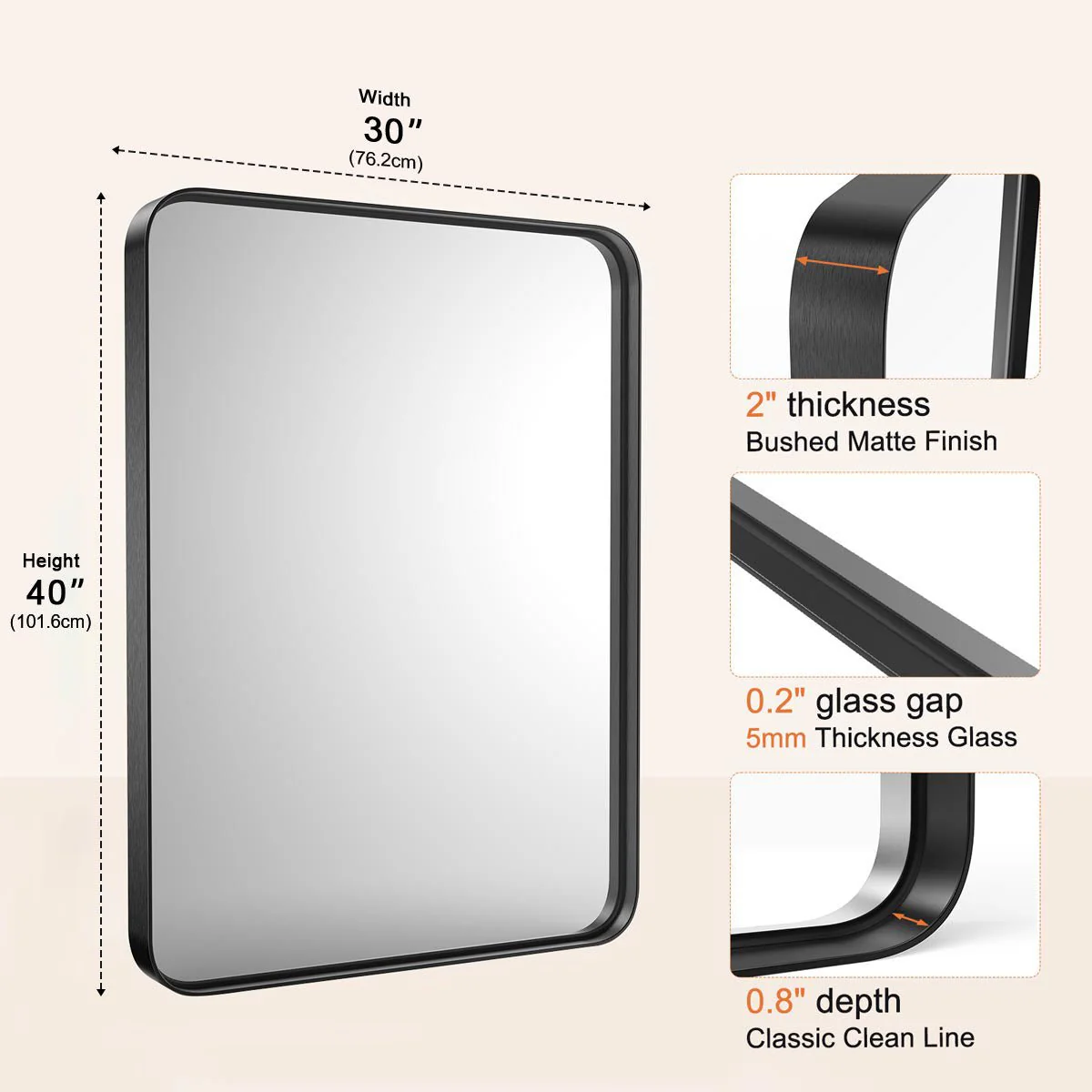 40"×30" Modern Farmhouse Bathroom Vanity Mirror Wall Mirror - Image 5