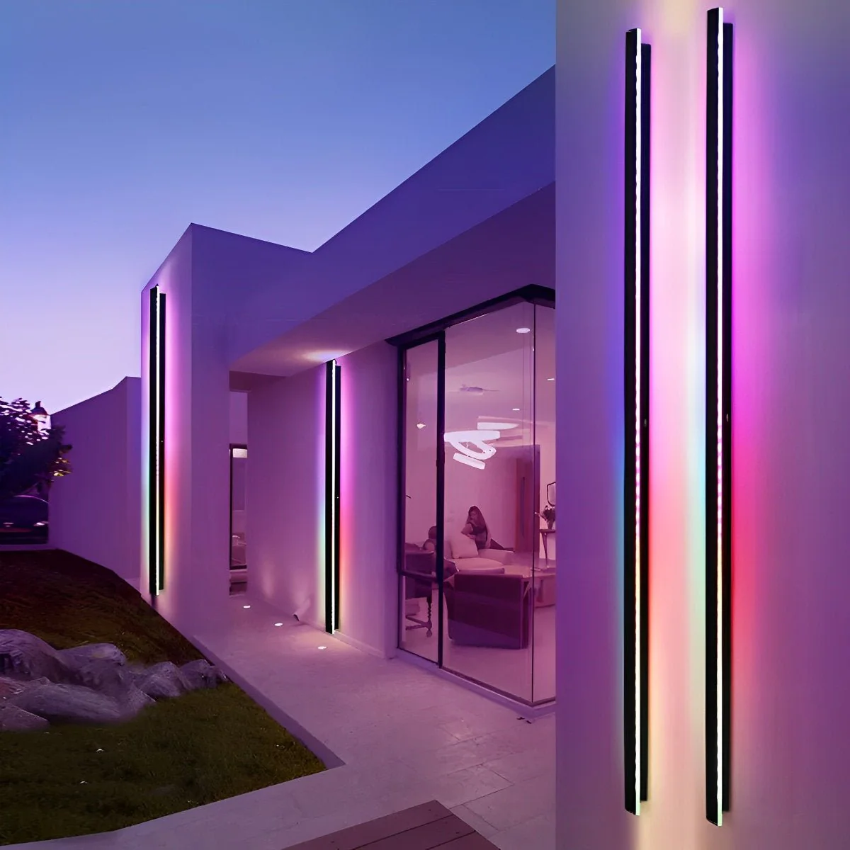 Black Long Strip LED RGB IP65 Waterproof Outdoor Wall Mount Lighting - Image 4