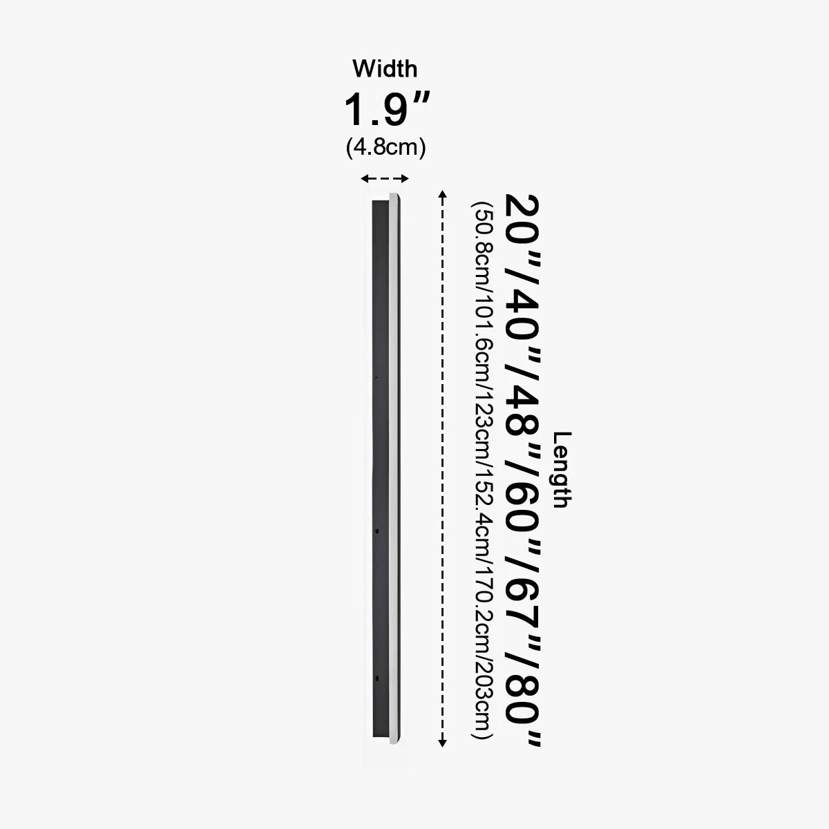 Waterproof Modern Black Long Strip LED Sconce Light Frosted Wall Light - Image 19