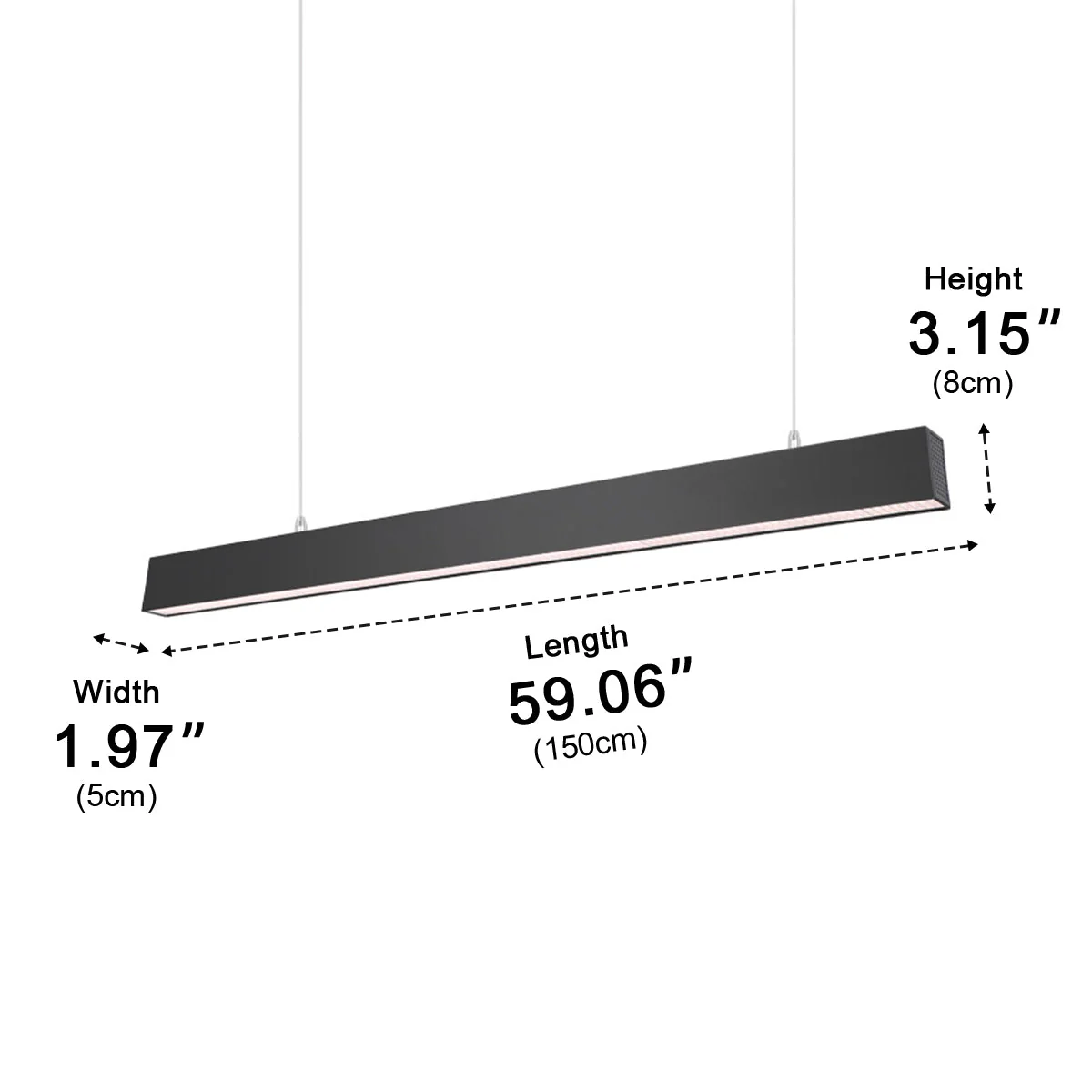Black Modern Minimalist Linear LED Long Strip Office Ceiling Pendant Lights - Image 12