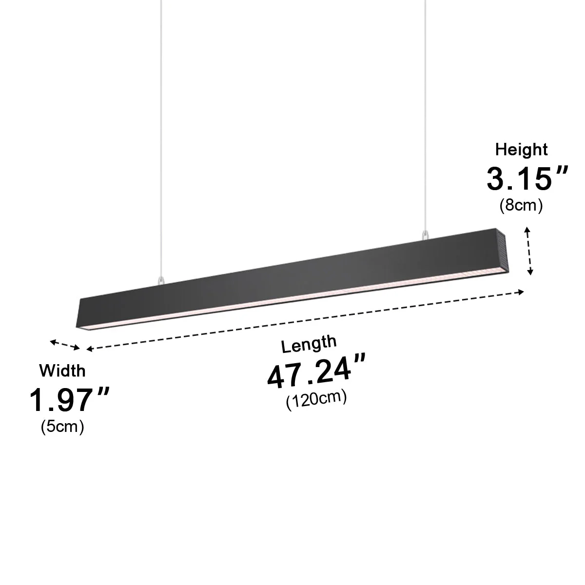 Black Modern Minimalist Linear LED Long Strip Office Ceiling Pendant Lights - Image 13