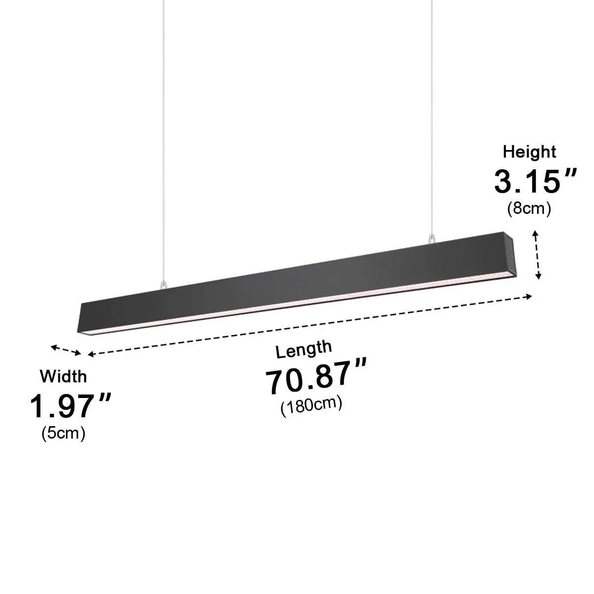 Black Modern Minimalist Linear LED Long Strip Office Ceiling Pendant Lights - Image 14