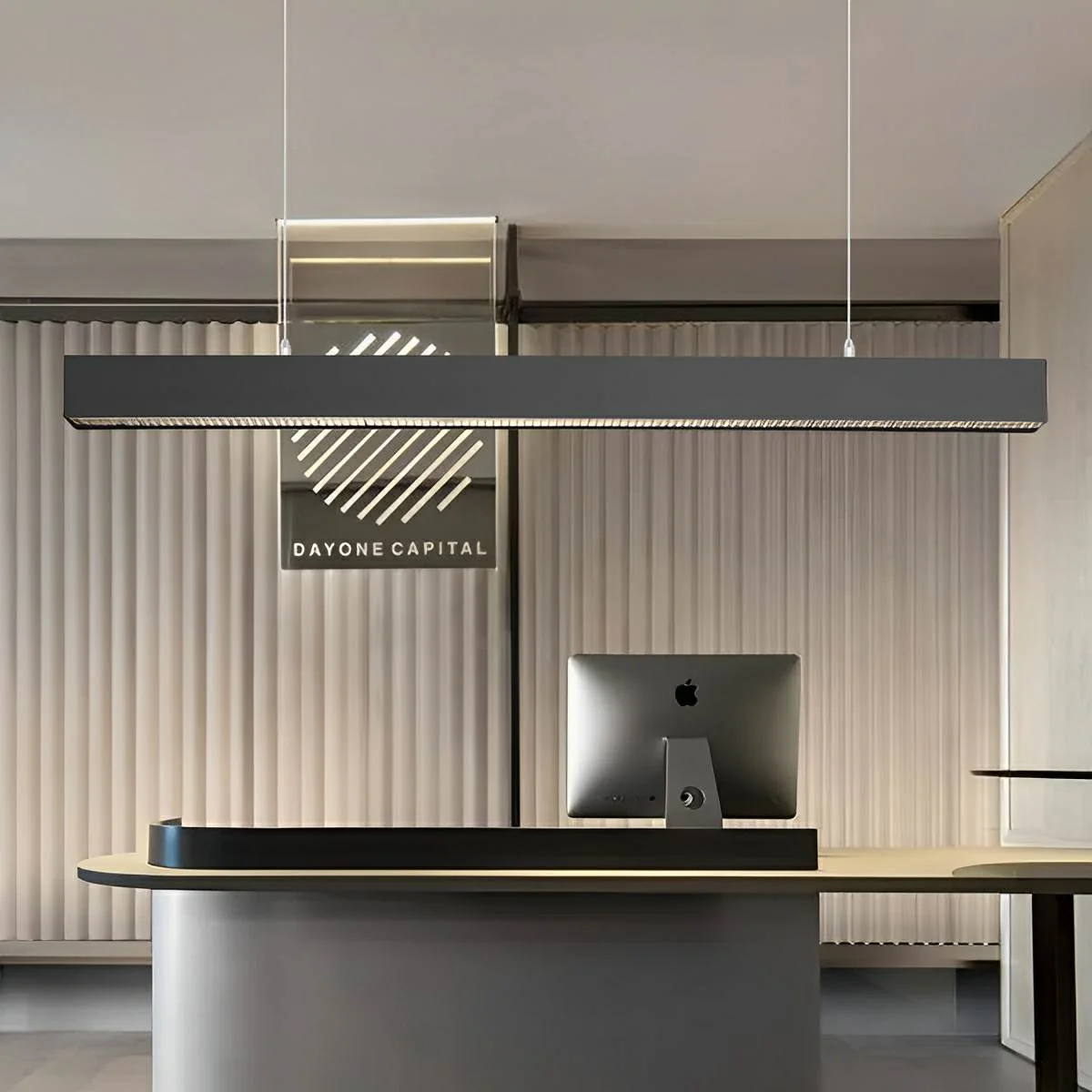 Black Modern Minimalist Linear LED Long Strip Office Ceiling Pendant Lights - Image 8