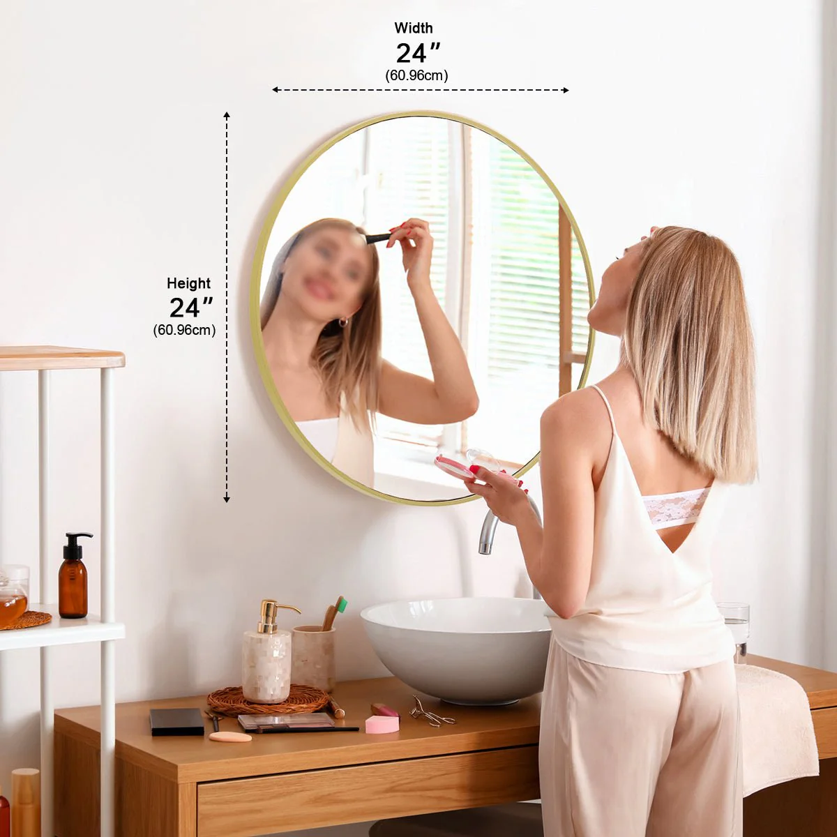 20 inch Round High-definition Wall Makeup Mirror Vanity Mirrors - Image 8