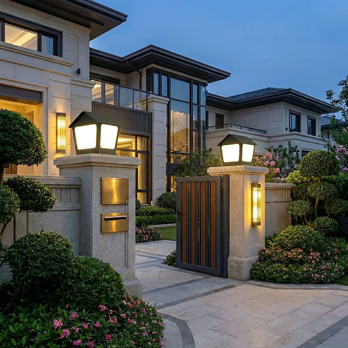 Black Waterproof House Outdoor Post Lights - Image 5