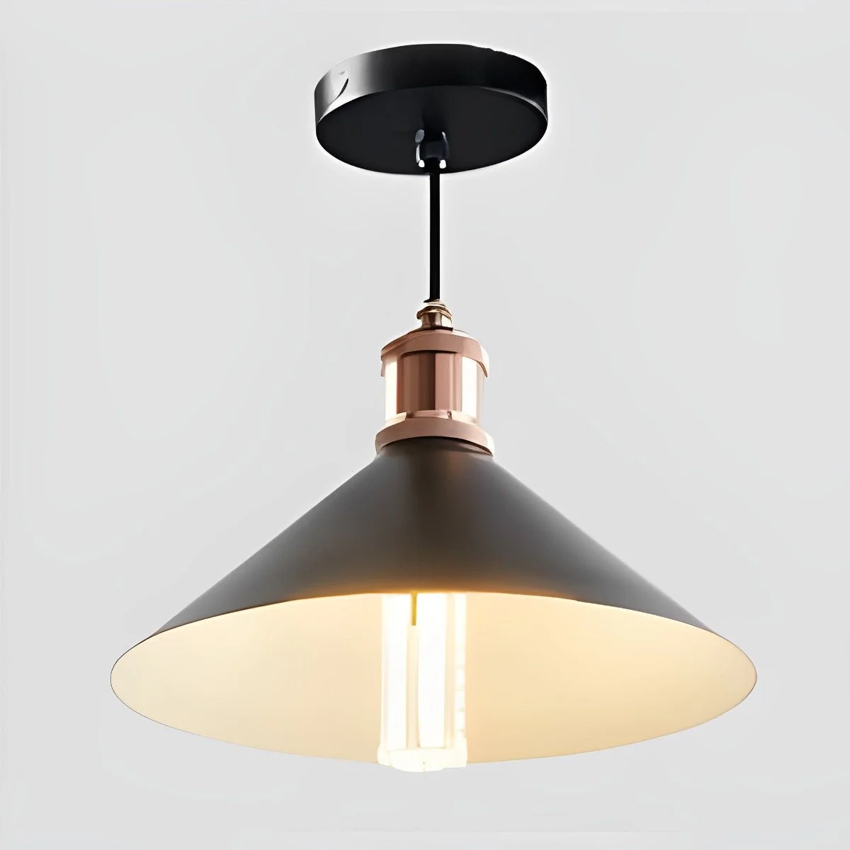 Waterproof Solar Classic Conical Shade LED Pendant Light Hanging Lights - Image 5