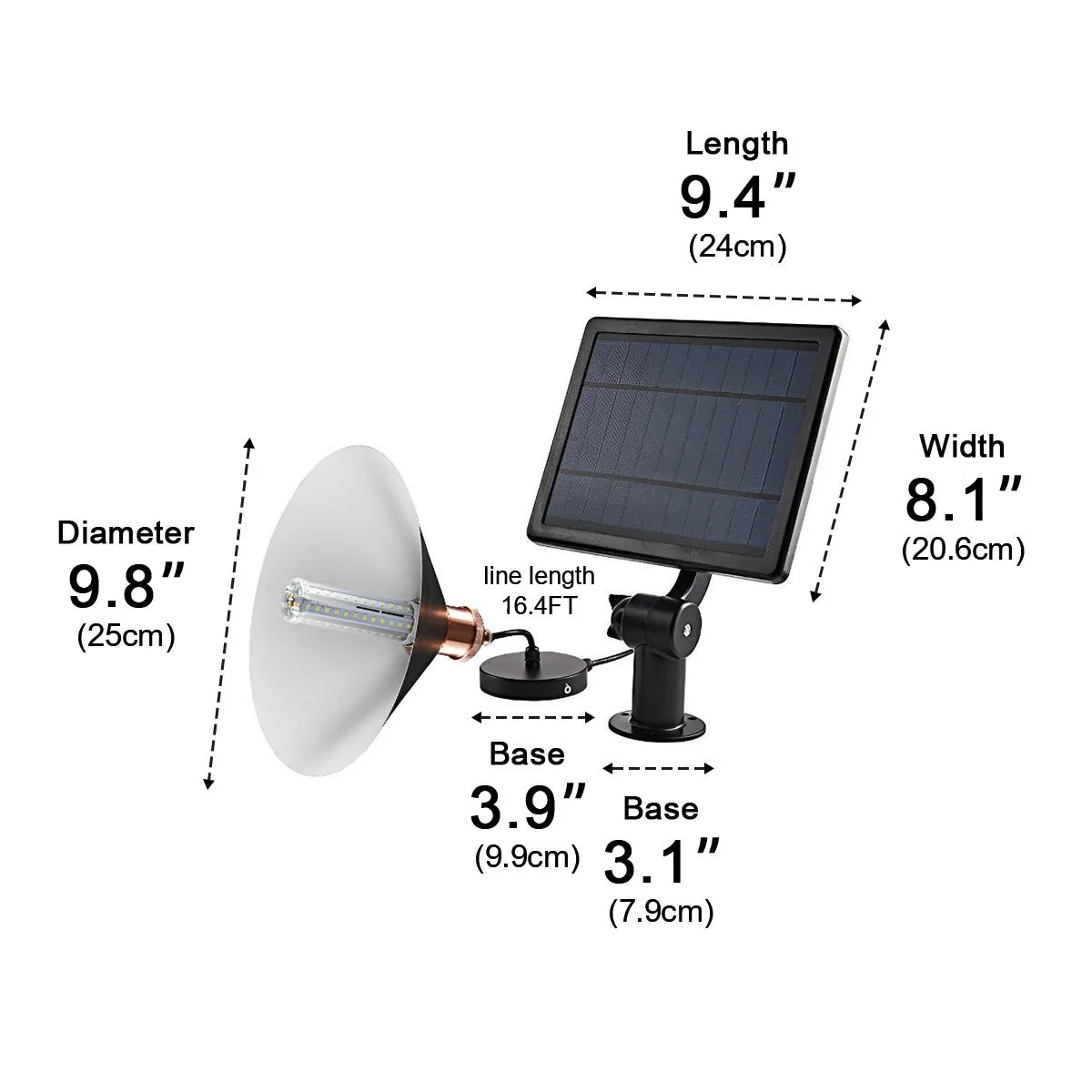 Waterproof Solar Classic Conical Shade LED Pendant Light Hanging Lights - Image 9