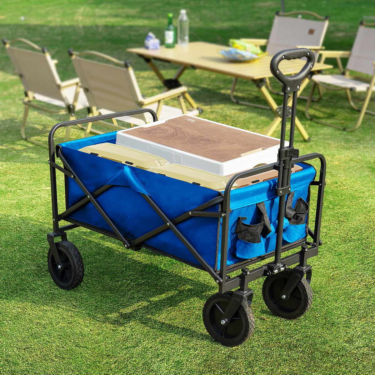 Heavy Duty 600D Folding All-Terrain Wagon Cart for Camping & Shopping, 330lbs - Image 2