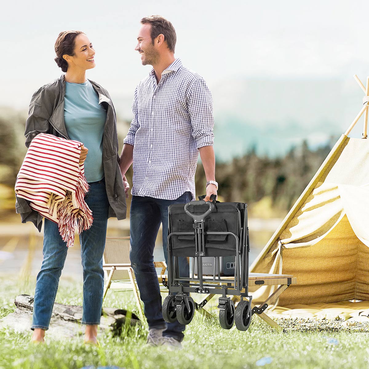 Heavy Duty 600D Folding All-Terrain Wagon Cart for Camping & Shopping, 330lbs - Image 4
