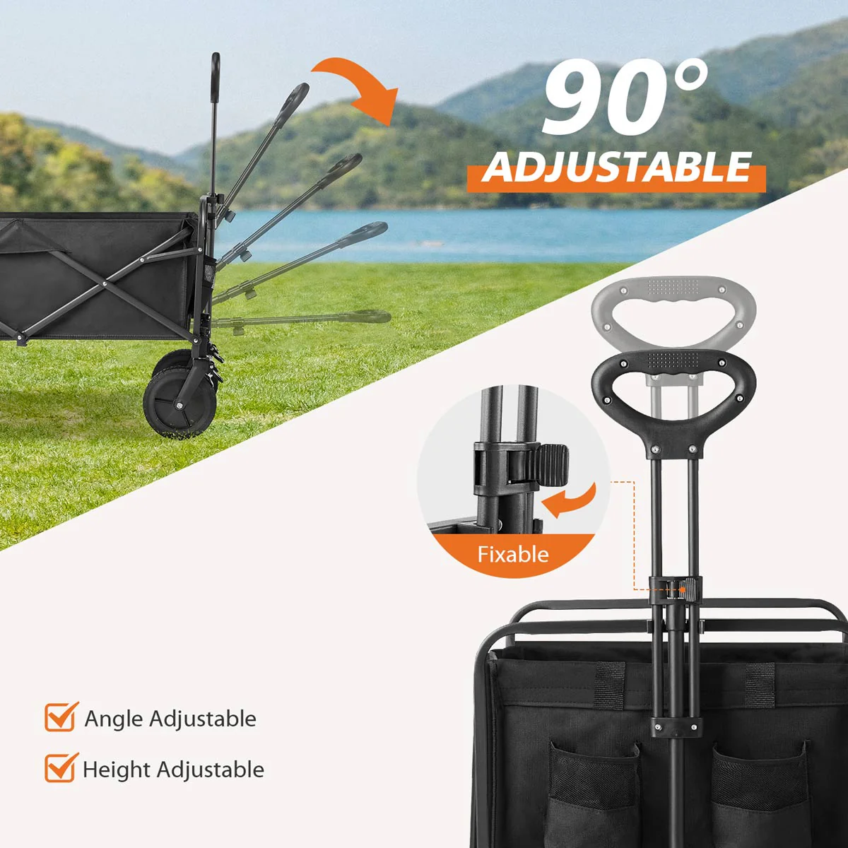 Heavy Duty 600D Folding All-Terrain Wagon Cart for Camping & Shopping, 330lbs - Image 6