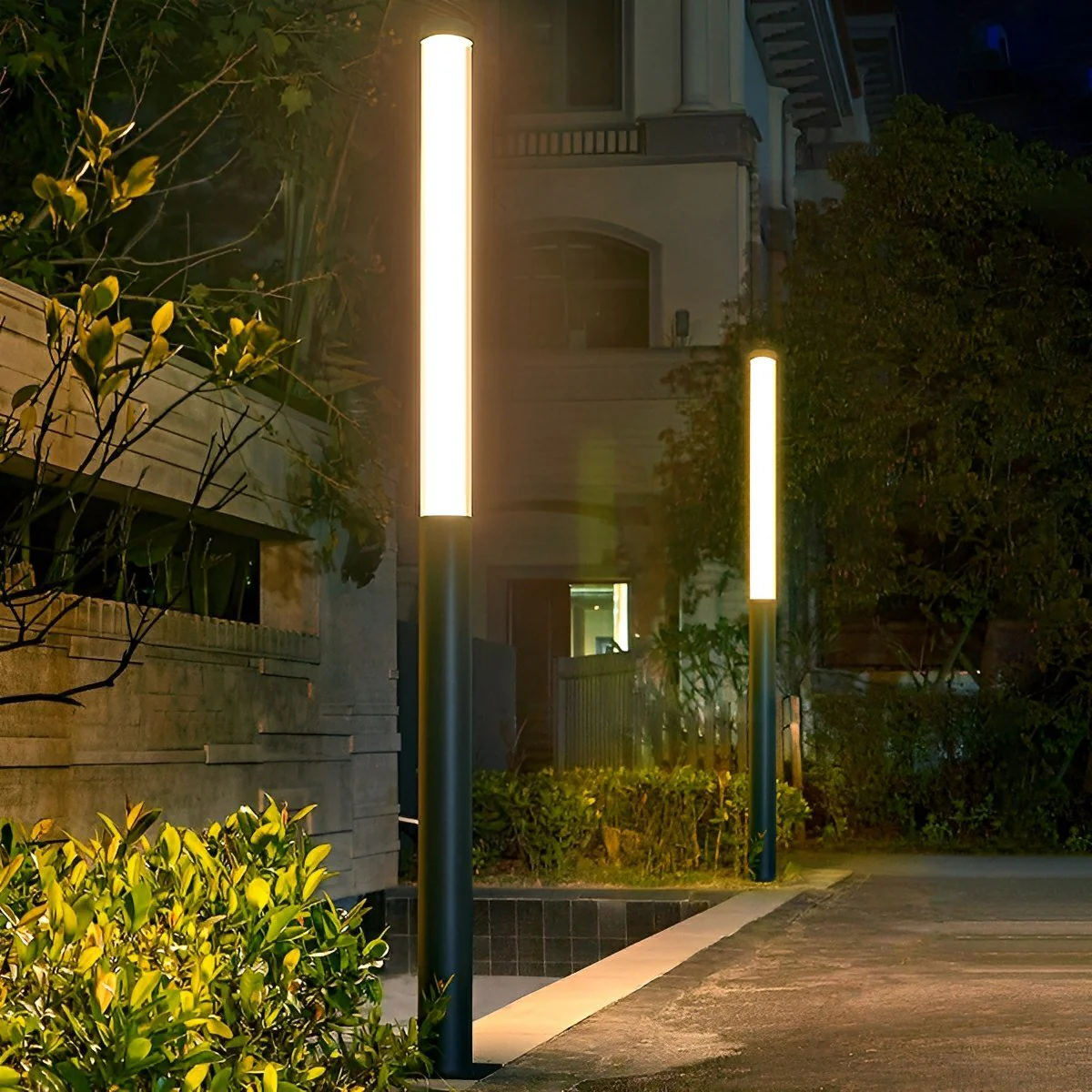 Cylinder LED Black Modern Outdoor Pathway Pole Lights - Image 4