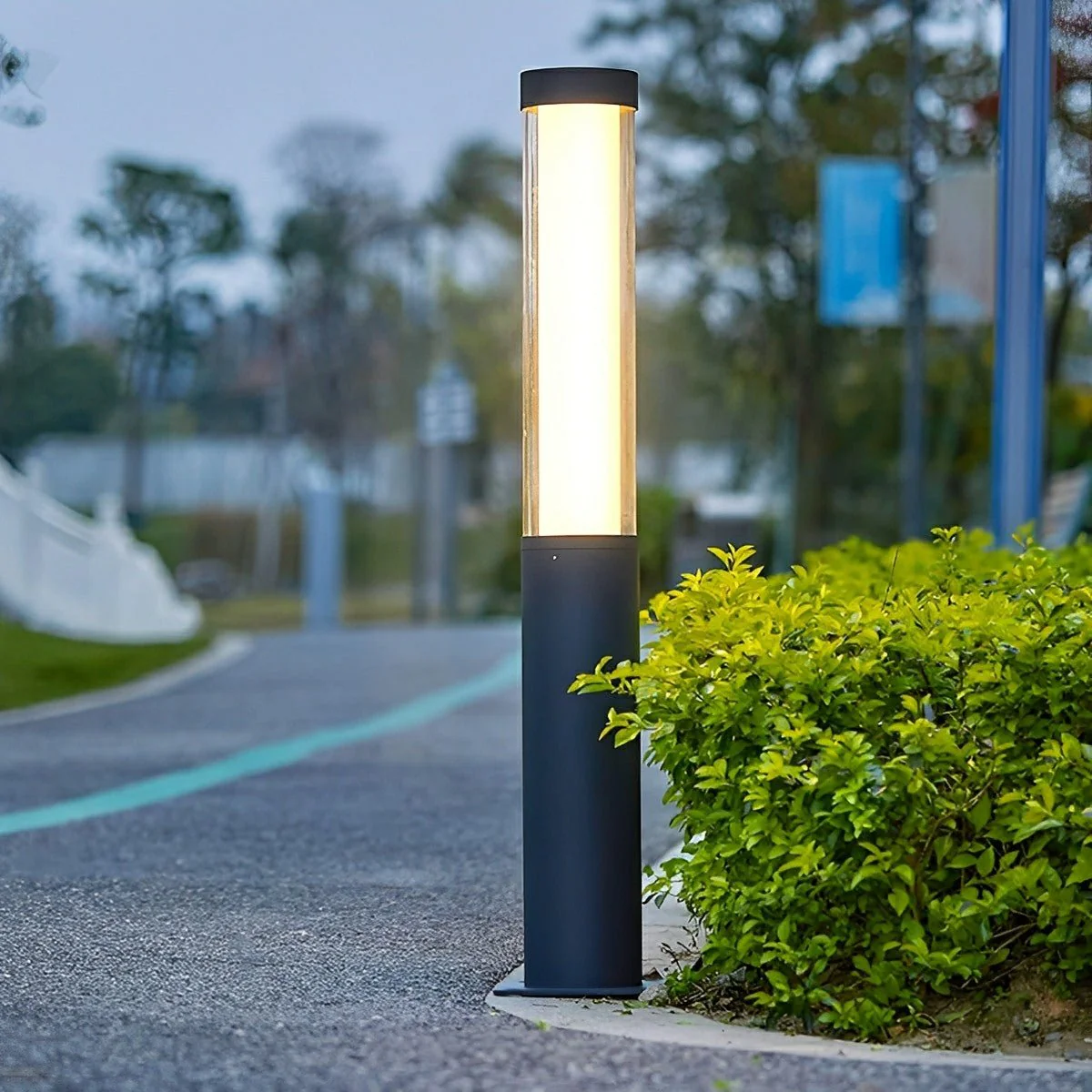 Cylinder LED Black Modern Outdoor Pathway Pole Lights - Image 6