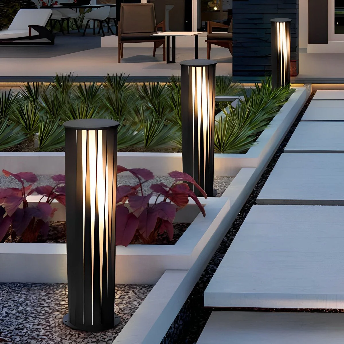 Creative Cylindrical LED Waterproof Black Modern Pathway Light Walkway Floor Lamp - Image 9