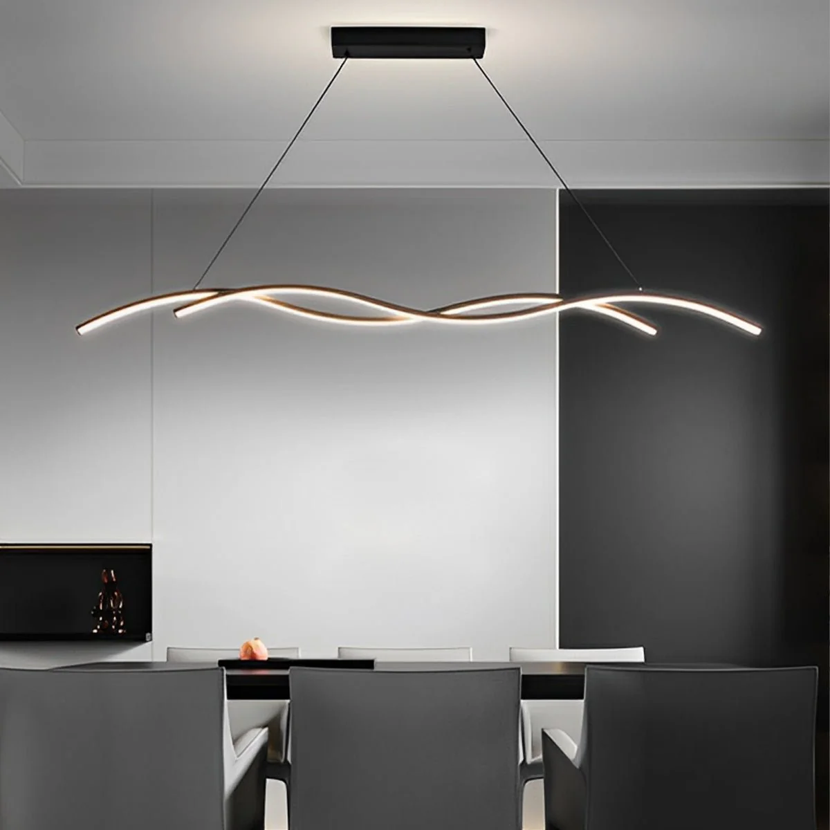 Double Wavy Minimalist LED Creative Modern Chandelier Light - Image 3