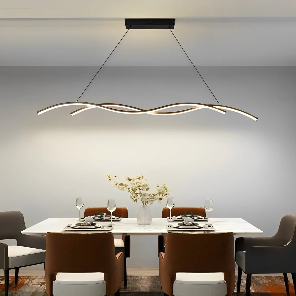 Double Wavy Minimalist LED Creative Modern Chandelier Light - Image 7