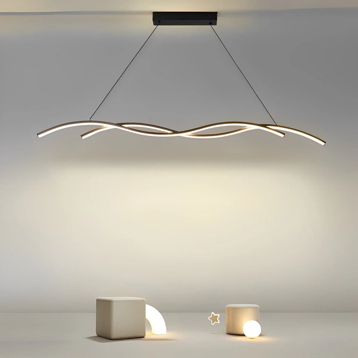 Double Wavy Minimalist LED Creative Modern Chandelier Light - Image 8