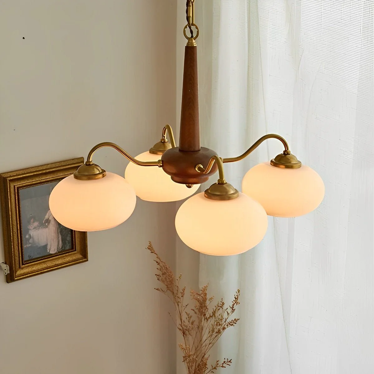 Nordic Glass Wood Metal Chandelier Hanging Lights - Image 3