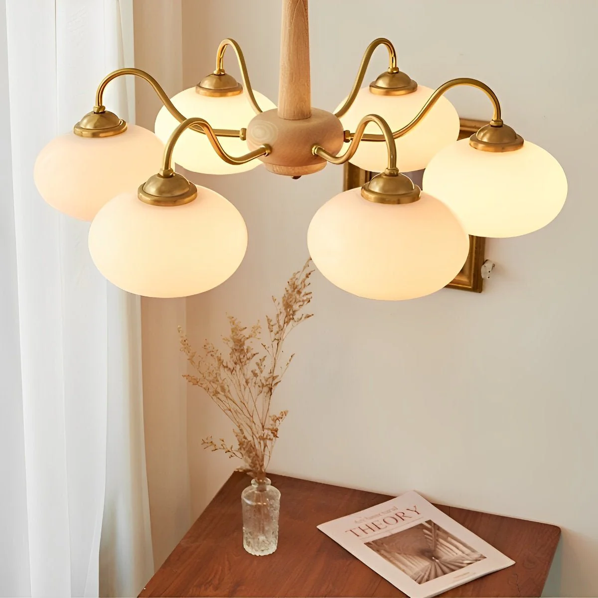 Nordic Glass Wood Metal Chandelier Hanging Lights - Image 4