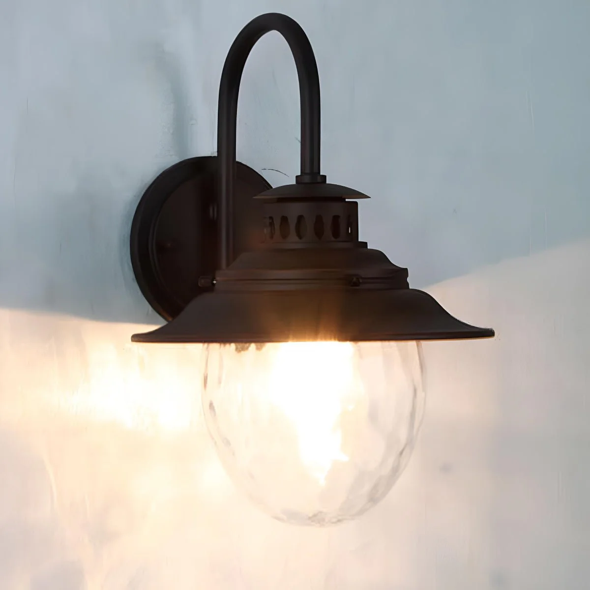 Farmhouse Waterproof Black Horn LED Outdoor Wall Light - Image 3