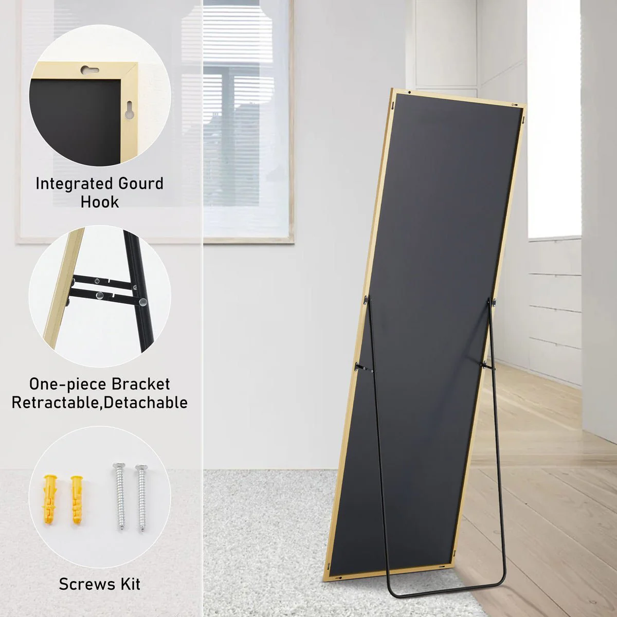 Modern Full Body Standing Floor Mirror Wall Mirror with Stand - Image 9