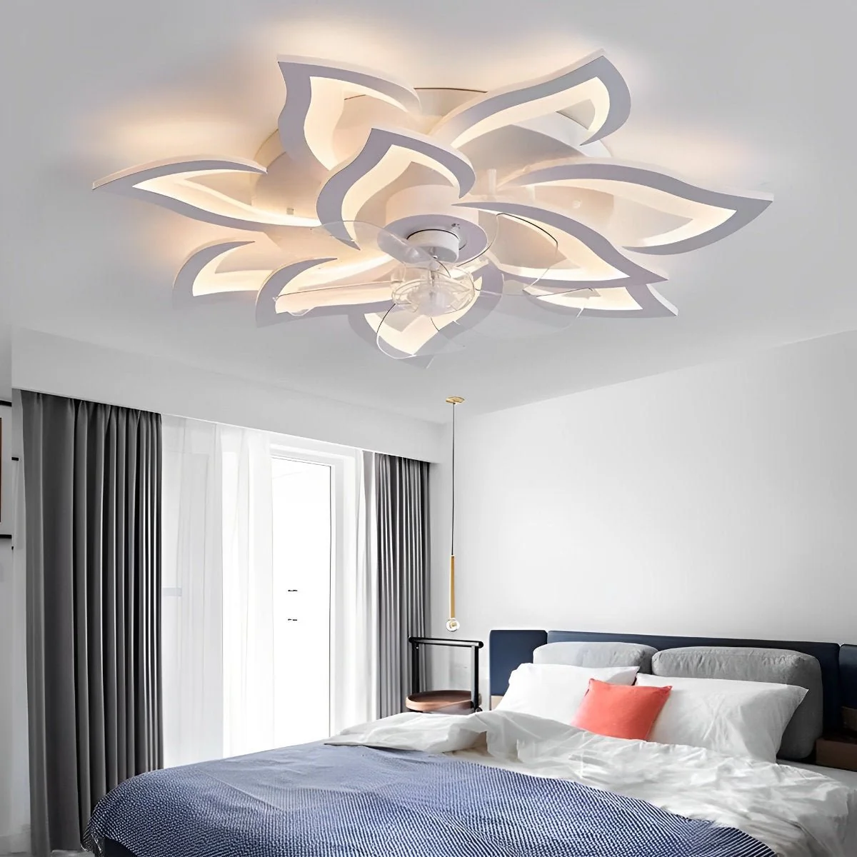 Creative Flower Shaped DC Motor LED Ceiling Fan Lights Chandelier - Image 3