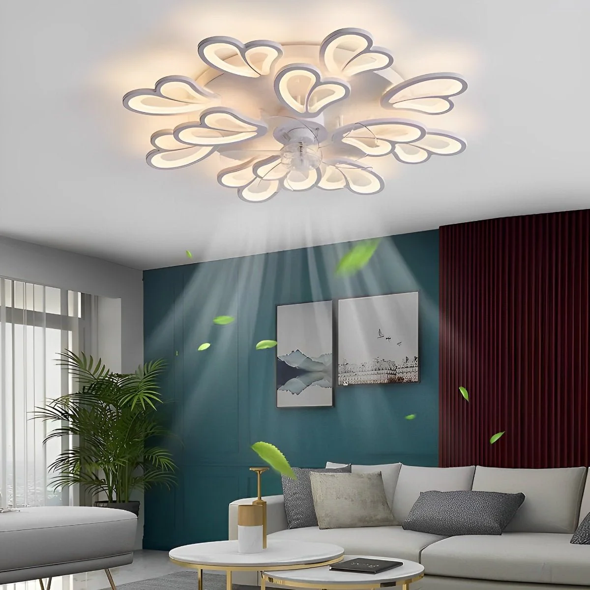 Creative Flower Shaped DC Motor LED Ceiling Fan Lights Chandelier - Image 5