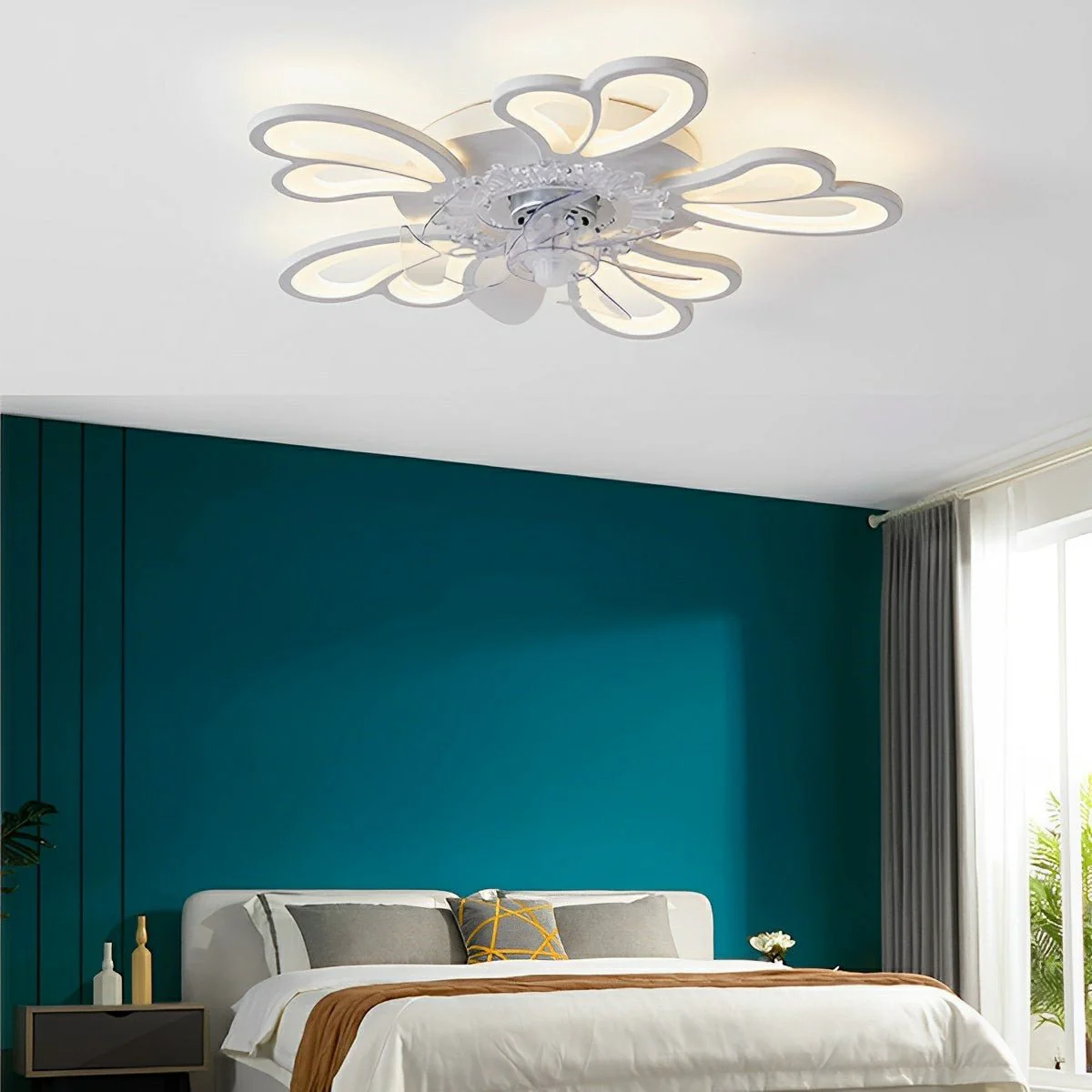 Creative Flower Shaped DC Motor LED Ceiling Fan Lights Chandelier - Image 6