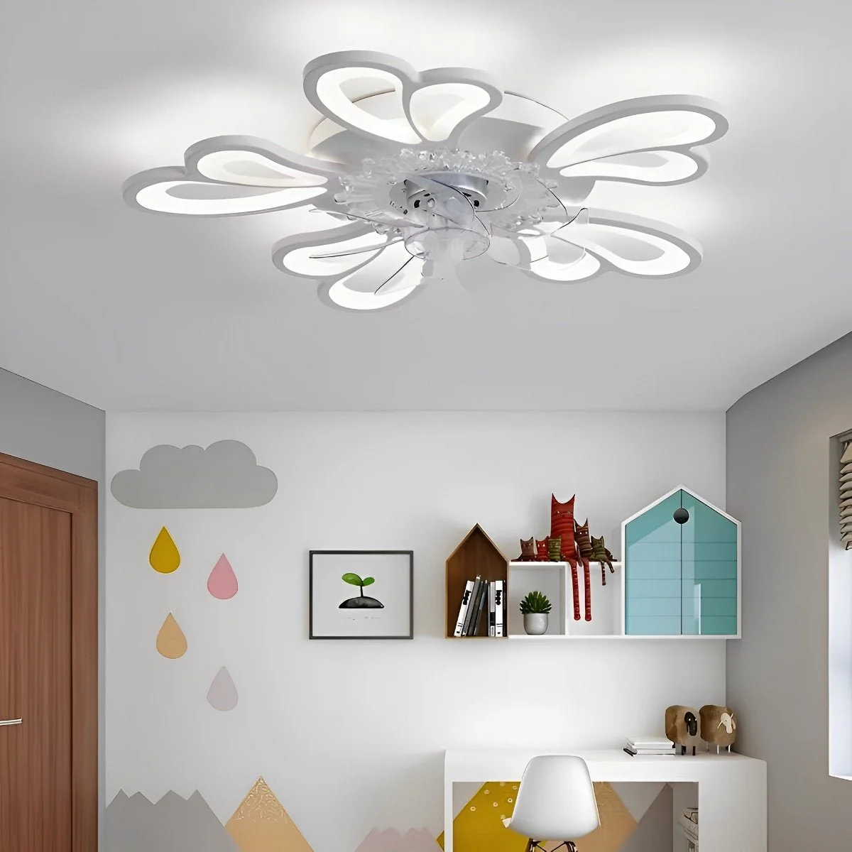Creative Flower Shaped DC Motor LED Ceiling Fan Lights Chandelier - Image 7