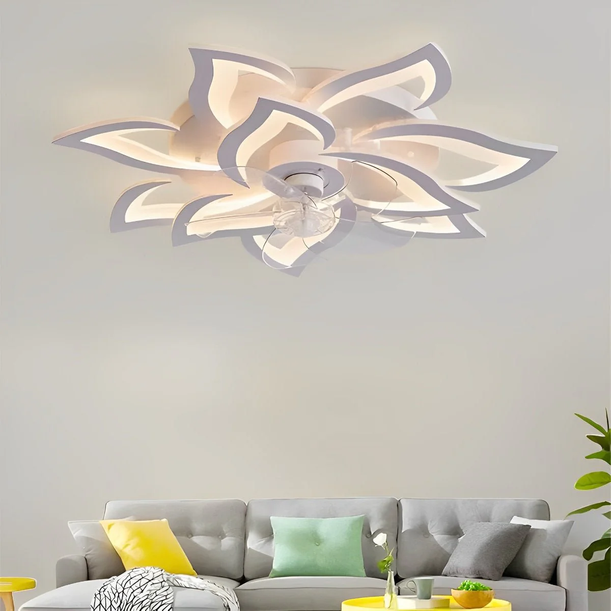Creative Flower Shaped DC Motor LED Ceiling Fan Lights Chandelier - Image 9