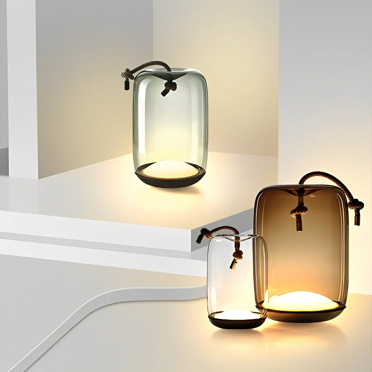 Glass Cylinder Waterproof LED Outdoor Portable Lantern Floor Lamp - Image 6