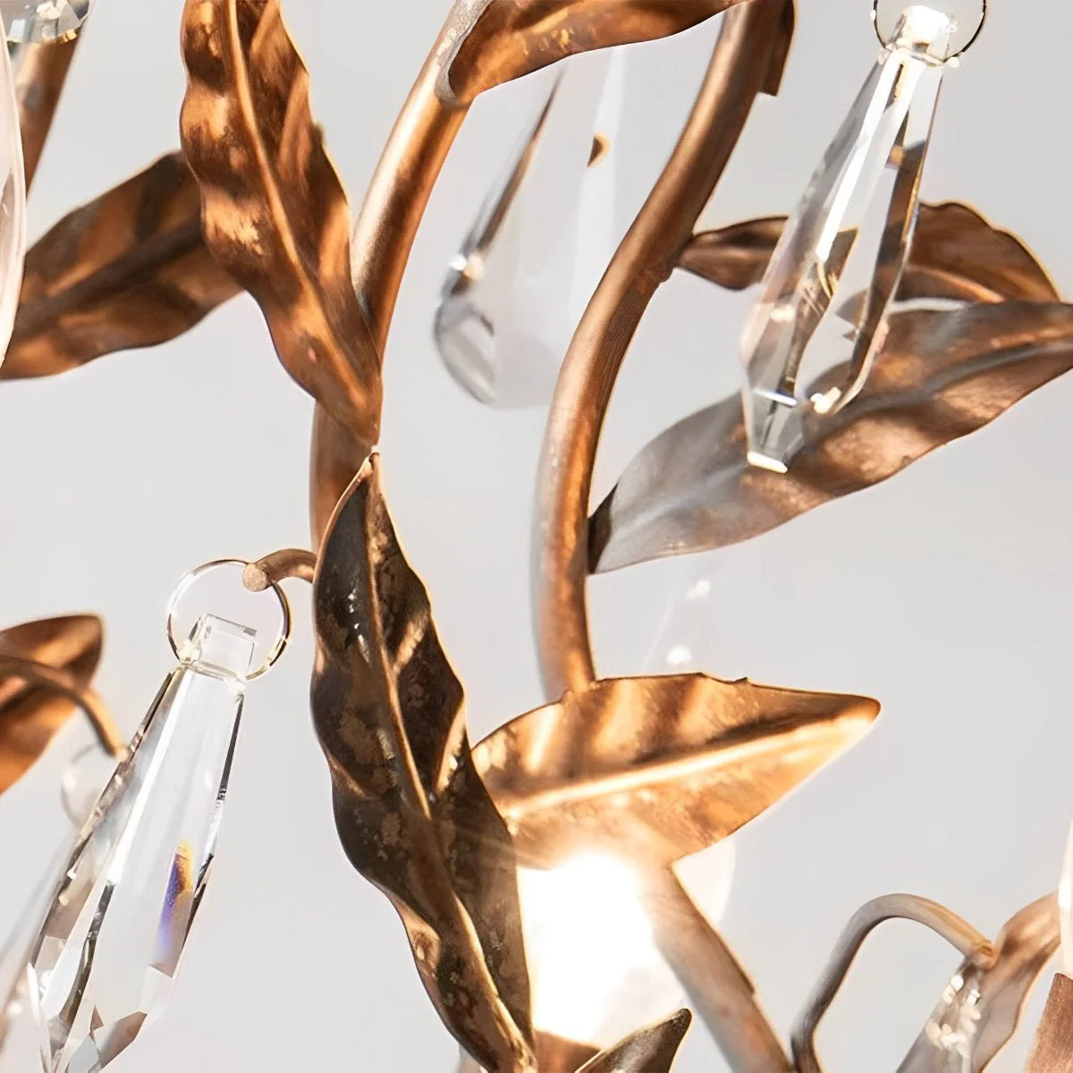 Gold Vintage Leaf Branch Crystal Chandelier Lights - Image 6