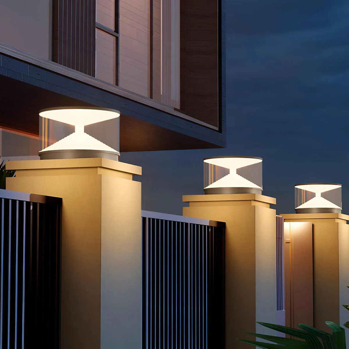 Gray Waterproof Hourglass Outdoor Post Lights - Image 2