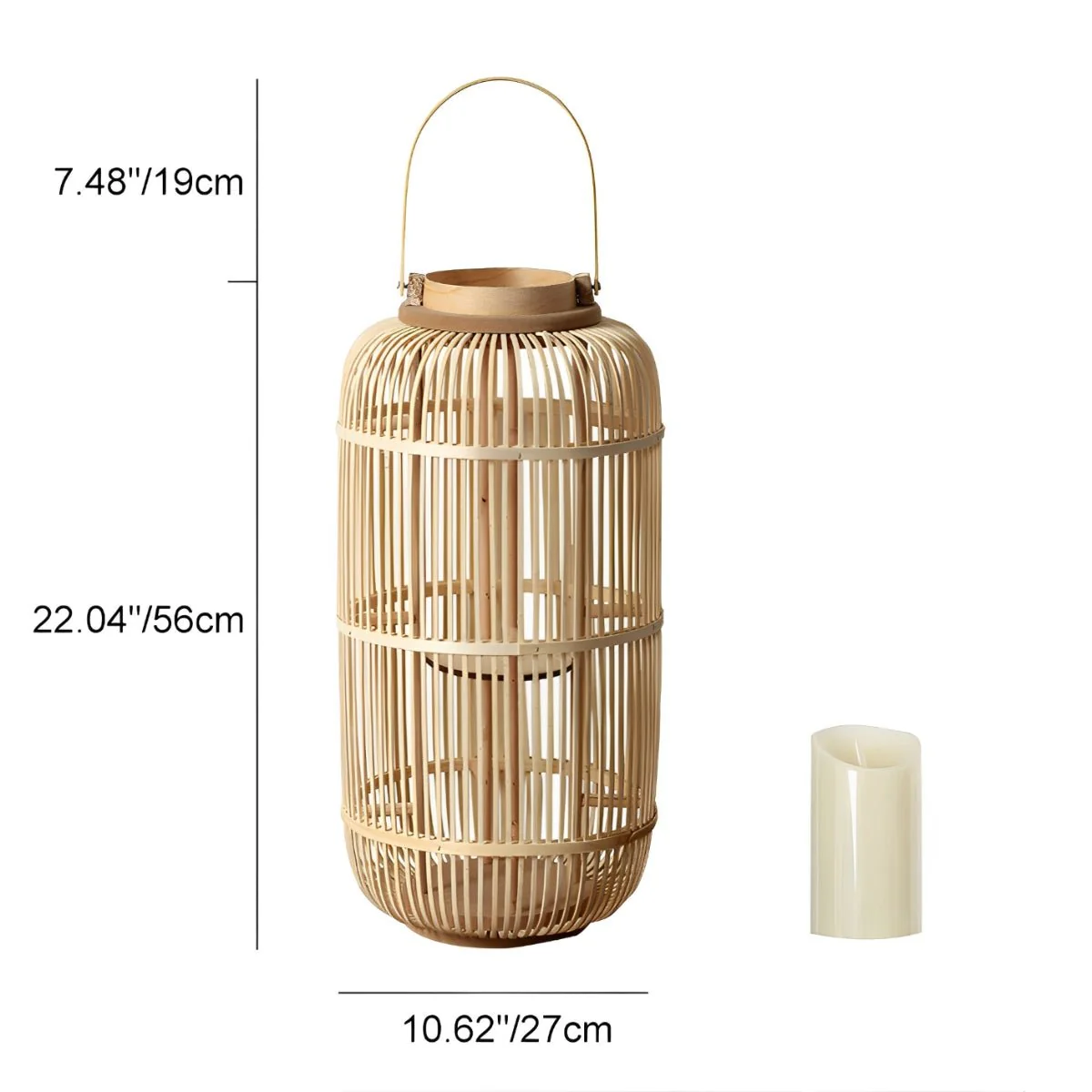 Handmade Bamboo Weaving LED Candle Lantern Floor Lamp - Image 11