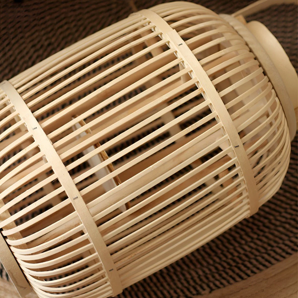 Handmade Bamboo Weaving LED Candle Lantern Floor Lamp - Image 8