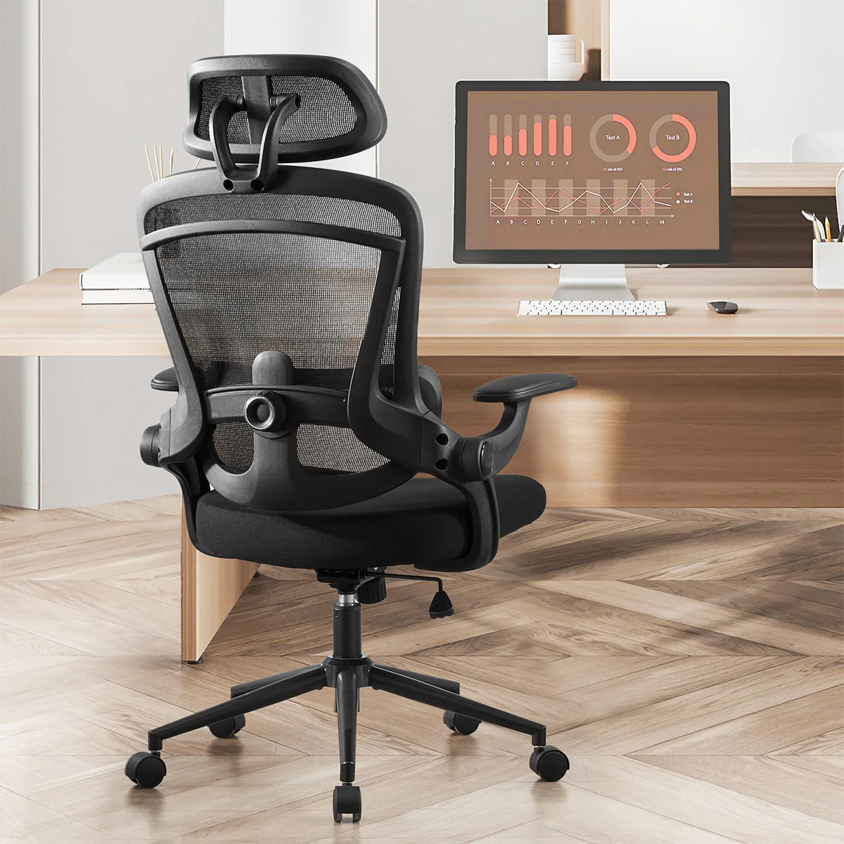 Ergonomic Office Chair Desk Chair Mesh Headrest&Lumbar Support Computer Chair - Image 3