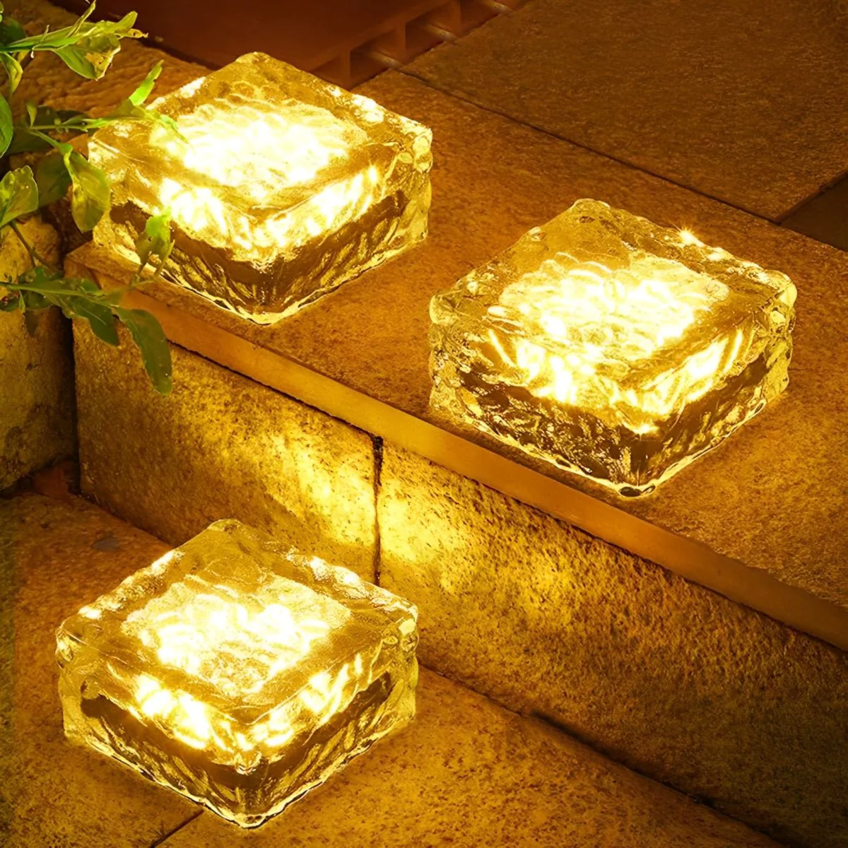 Square Creative Ice Brick LED Waterproof Smart Solar Outdoor Lawn Lights - Image 4
