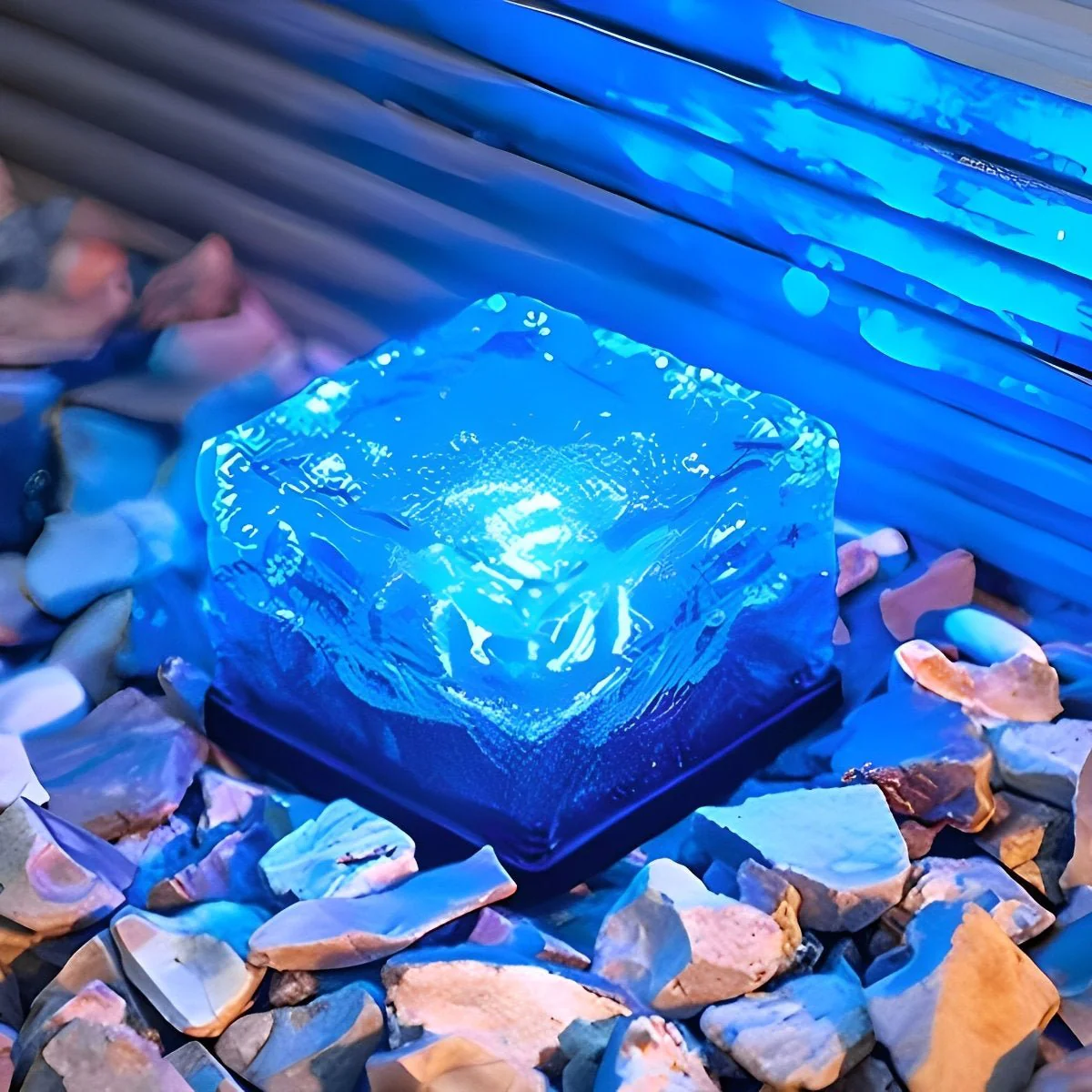 Square Creative Ice Brick LED Waterproof Smart Solar Outdoor Lawn Lights - Image 6