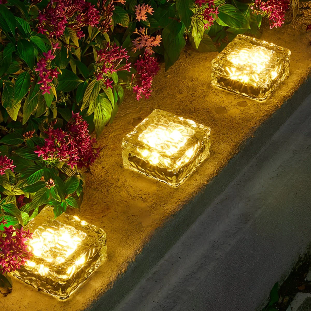 Square Creative Ice Brick LED Waterproof Smart Solar Outdoor Lawn Lights - Image 9